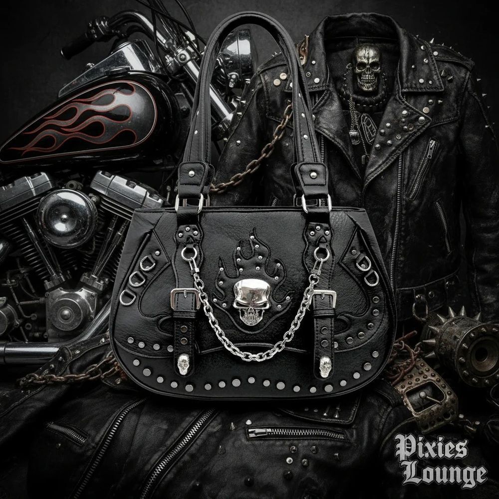 Flames Skull Handbag   